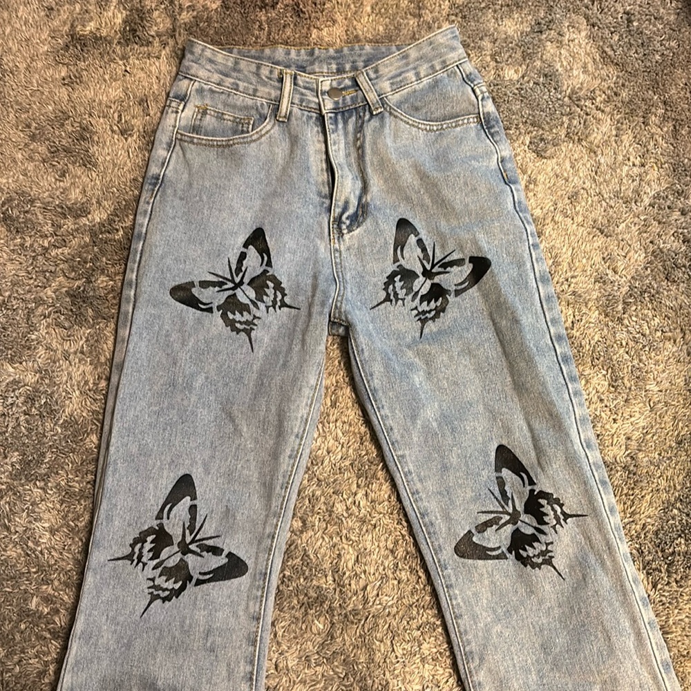 Blue Jeans with Butterflies